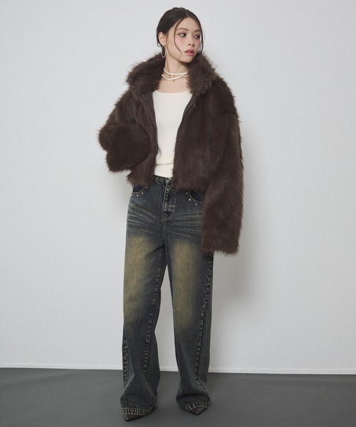 フェイクファー ショートジャケット（その他アウター）｜ENVYM