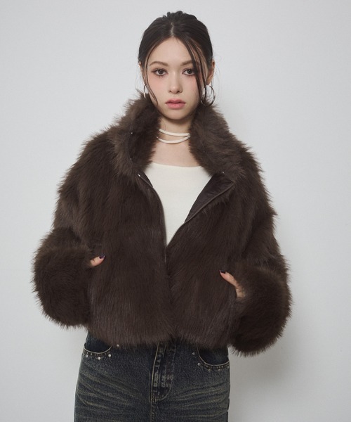 フェイクファー ショートジャケット（その他アウター）｜ENVYM