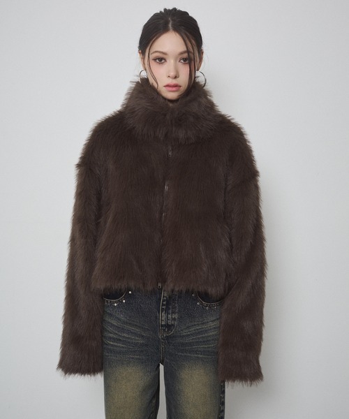 フェイクファー ショートジャケット（その他アウター）｜ENVYM