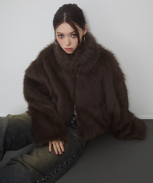 【新品未使用タグ付】ENVYM アンビー　フェイクファー ショートジャケット セール】フェイクファー ショートジャケット（その他アウター）｜ENVYM