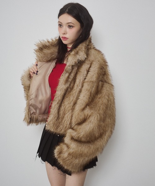 セール】フェイクファー ショートジャケット（その他アウター）｜ENVYM