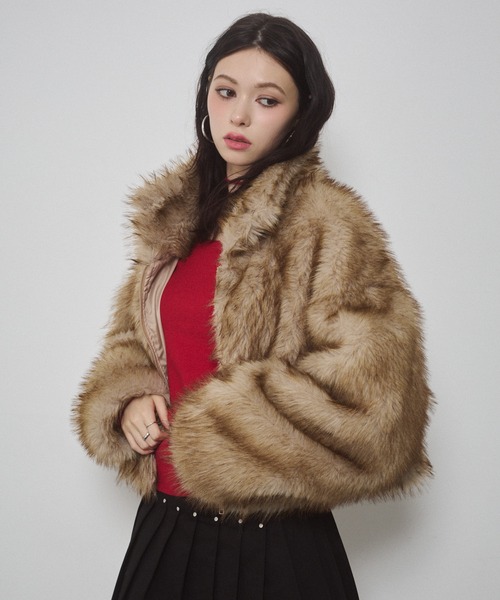 フェイクファー ショートジャケット（その他アウター）｜ENVYM