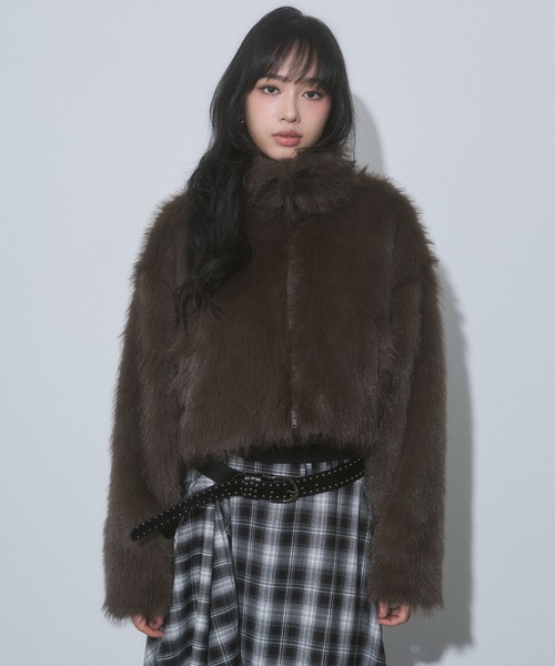セール】フェイクファー ショートジャケット（その他アウター）｜ENVYM