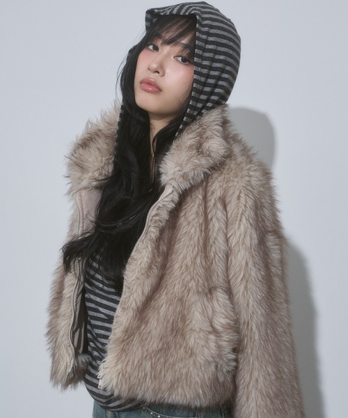 フェイクファー ショートジャケット（その他アウター）｜ENVYM