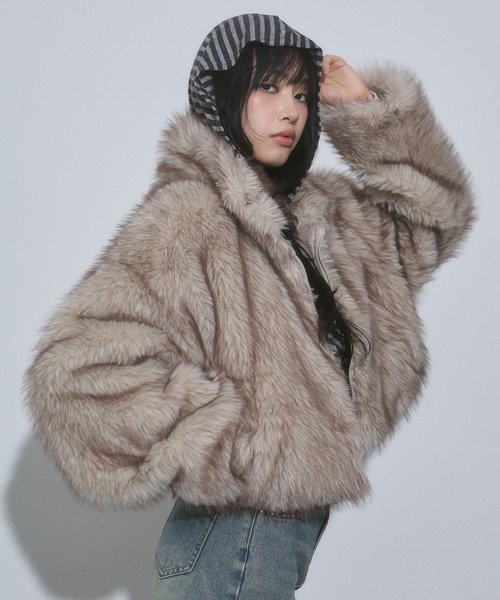 フェイクファー ショートジャケット（その他アウター）｜ENVYM