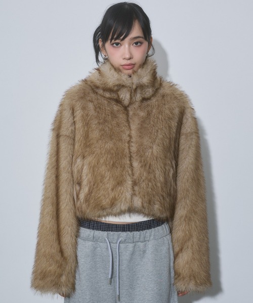 セール】フェイクファー ショートジャケット（その他アウター）｜ENVYM