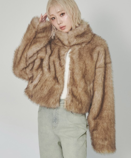 セール】フェイクファー ショートジャケット（その他アウター）｜ENVYM