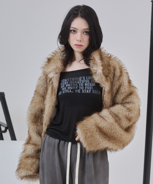 フェイクファー ショートジャケット（その他アウター）｜ENVYM