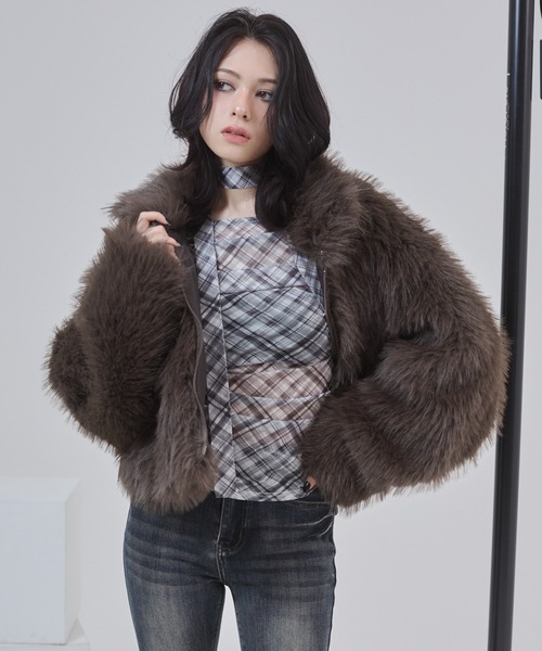 ENVYM フェイクファーショートジャケット セール】フェイクファー ショートジャケット（その他アウター