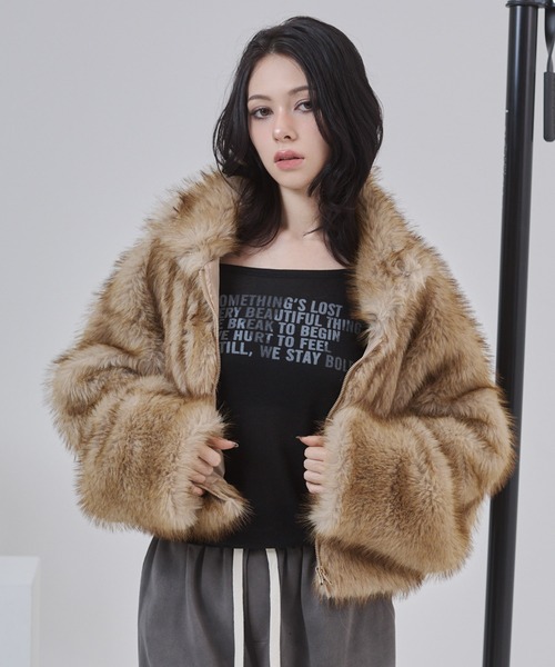 フェイクファー ショートジャケット（その他アウター）｜ENVYM