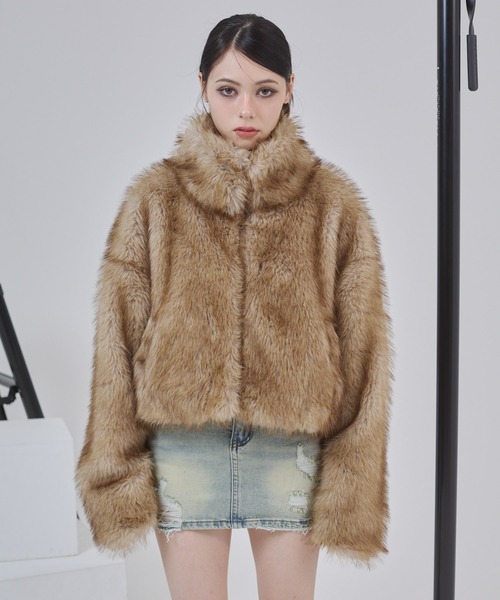 フェイクファー ショートジャケット（その他アウター）｜ENVYM