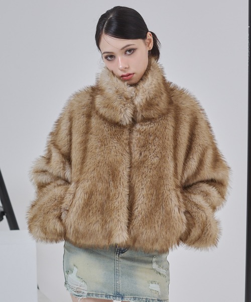 ENVYM フェイクファーショートジャケット フェイクファー ショートジャケット | レディスファッション