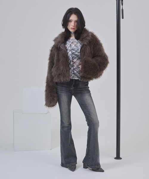 セール】フェイクファー ショートジャケット（その他アウター）｜ENVYM