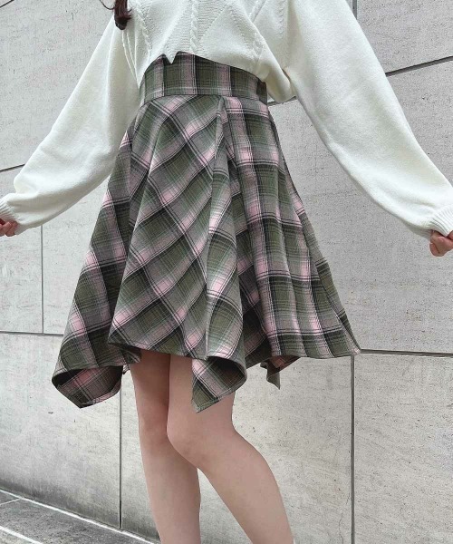 F i.n.t(フィント)の「【セットアップ対応】ランダムヘムチェックミニスカート/fint(スカート・レディース・ボルドー/ブルー/グリーン×ピンク・FREE)」の2枚目の写真