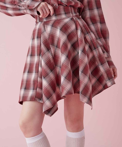 F i.n.t(フィント)の「【セットアップ対応】ランダムヘムチェックミニスカート/fint(スカート・レディース・ボルドー/ブルー/グリーン×ピンク・FREE)」の3枚目の写真