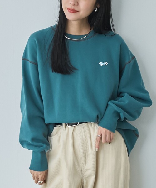 PENNEYS(ぺニーズ)の「Penneys(ぺニーズ)別注モチモチ裏起毛クルーネックスウェット(スウェット・レディース・ライトグレー/ダークグレー/オレンジ系その他/ケリーグリーン・M/L)」の4枚目の写真