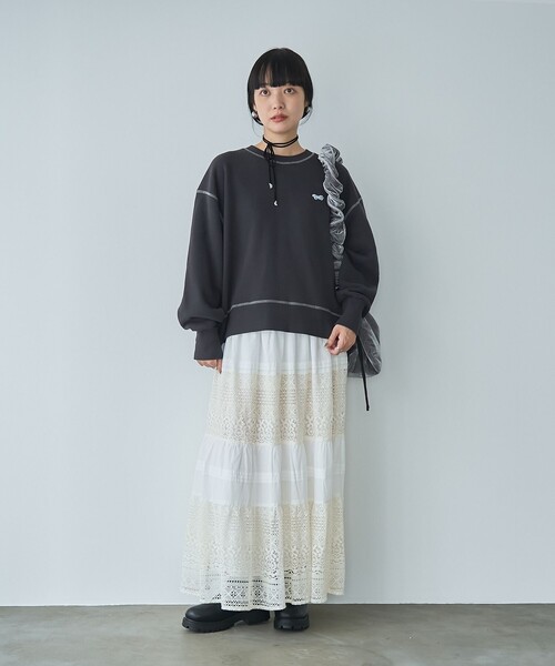 PENNEYS(ぺニーズ)の「Penneys(ぺニーズ)別注モチモチ裏起毛クルーネックスウェット(スウェット・レディース・ライトグレー/ダークグレー/オレンジ系その他/ケリーグリーン・M/L)」の7枚目の写真