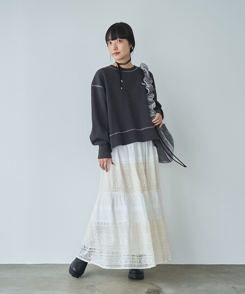 PENNEYS(ぺニーズ)の「Penneys(ぺニーズ)別注モチモチ裏起毛クルーネックスウェット(スウェット・レディース・ライトグレー/ダークグレー/オレンジ系その他/ケリーグリーン・M/L)」の8枚目の写真