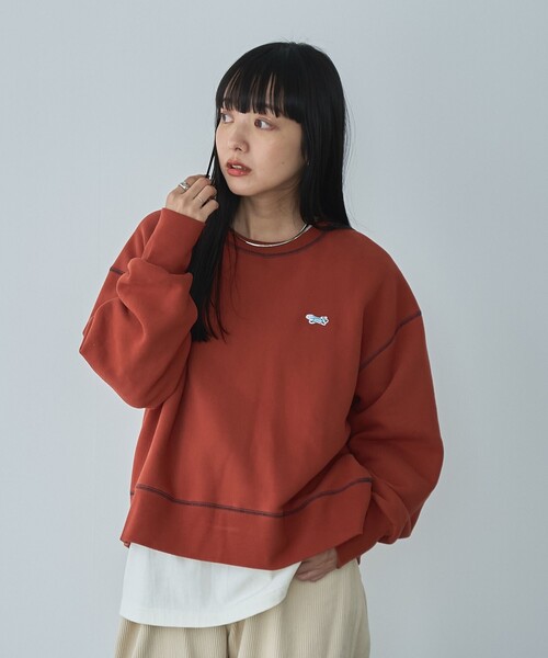 PENNEYS(ぺニーズ)の「Penneys(ぺニーズ)別注モチモチ裏起毛クルーネックスウェット(スウェット・レディース・ライトグレー/ダークグレー/オレンジ系その他/ケリーグリーン・M/L)」の10枚目の写真