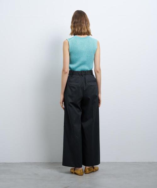 LANVIN en Bleu(ランバンオンブルー)の「ウールポリエステルタックワイドパンツ(その他パンツ・レディース・ネイビー/オフホワイト・38/36)」の13枚目の写真