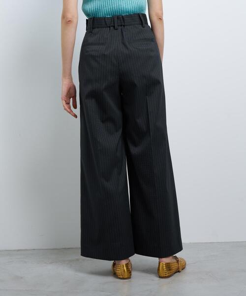 セールLANVIN en bleu  ポリエステルツイルドロストテーパードパンツ セール LANVIN en bleu ポリエステルツイルドロストテーパードパンツ