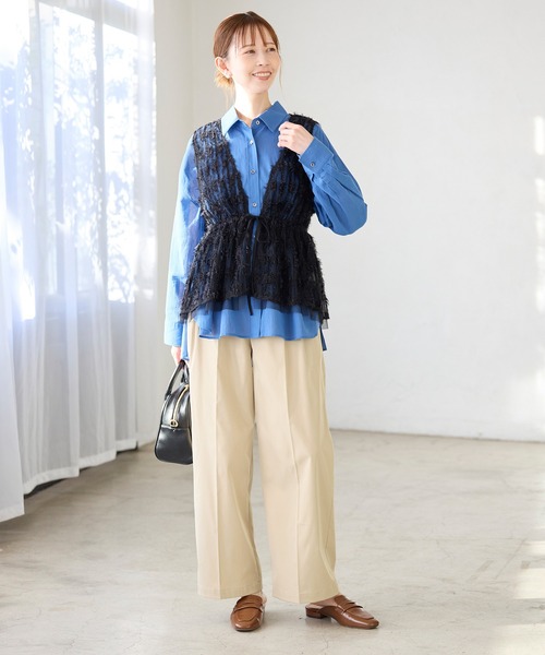 ROPE' PICNIC（ロペピクニック）の「【3サイズ展開】チノライクタックパンツ（チノパンツ・レディース・ベージュ/ネイビー・36/38/40）」の5枚目の写真