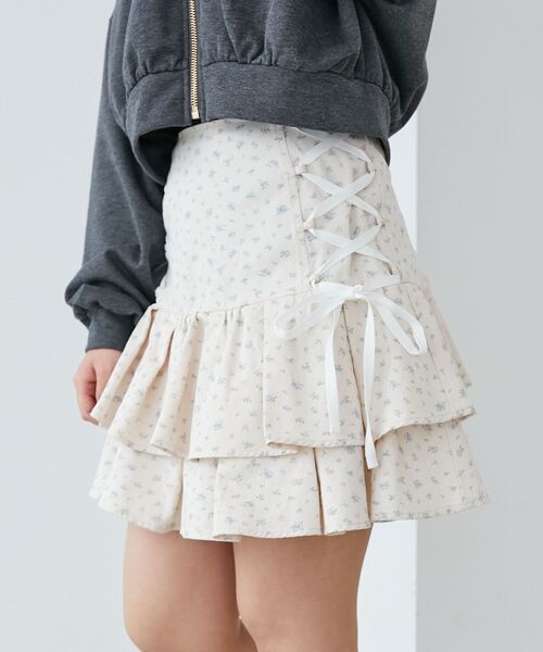 MAJESTIC LEGON(マジェスティックレゴン)の「サイドレースアップフリルスカパン(スカート・レディース・サックスブルー/ブルー/ホワイト系その他2/グレー系その他・MEDIUM)」の2枚目の写真