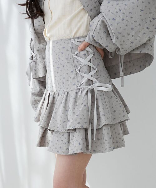 MAJESTIC LEGON(マジェスティックレゴン)の「サイドレースアップフリルスカパン(スカート・レディース・サックスブルー/ブルー/ホワイト系その他2/グレー系その他・MEDIUM)」の5枚目の写真