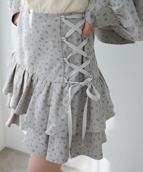 MAJESTIC LEGON(マジェスティックレゴン)の「サイドレースアップフリルスカパン(スカート・レディース・サックスブルー/ブルー/ホワイト系その他2/グレー系その他・MEDIUM)」の7枚目の写真