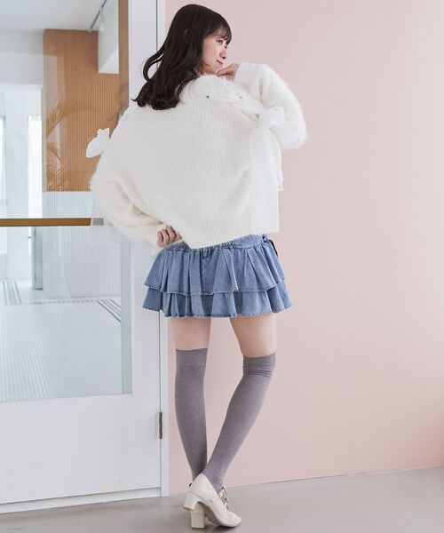 MAJESTIC LEGON(マジェスティックレゴン)の「サイドレースアップフリルスカパン(スカート・レディース・サックスブルー/ブルー/ホワイト系その他2/グレー系その他・MEDIUM)」の10枚目の写真