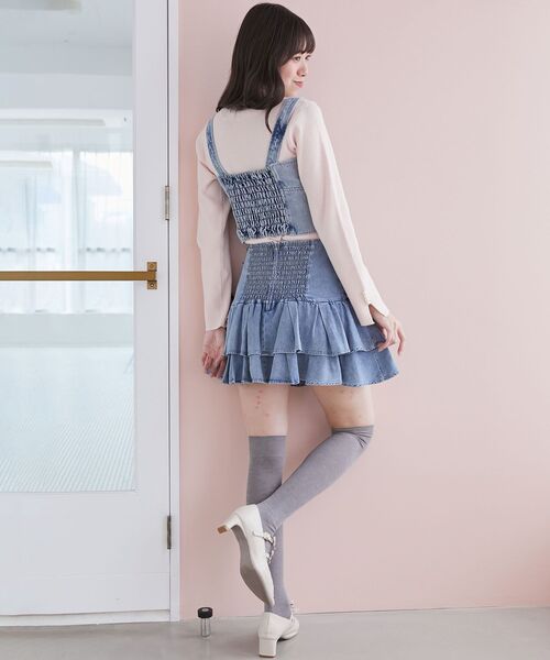 MAJESTIC LEGON(マジェスティックレゴン)の「サイドレースアップフリルスカパン(スカート・レディース・サックスブルー/ブルー/ホワイト系その他2/グレー系その他・MEDIUM)」の12枚目の写真