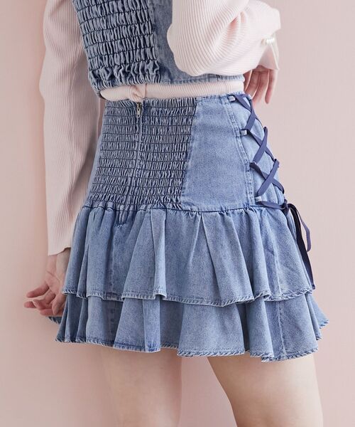 MAJESTIC LEGON(マジェスティックレゴン)の「サイドレースアップフリルスカパン(スカート・レディース・サックスブルー/ブルー/ホワイト系その他2/グレー系その他・MEDIUM)」の15枚目の写真