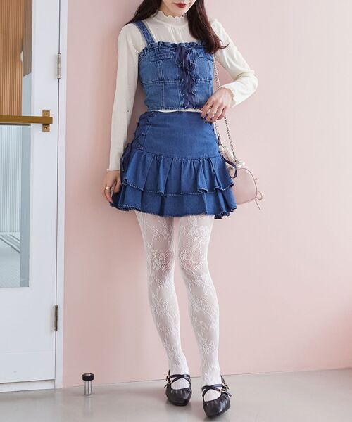 MAJESTIC LEGON(マジェスティックレゴン)の「サイドレースアップフリルスカパン(スカート・レディース・サックスブルー/ブルー/ホワイト系その他2/グレー系その他・MEDIUM)」の17枚目の写真