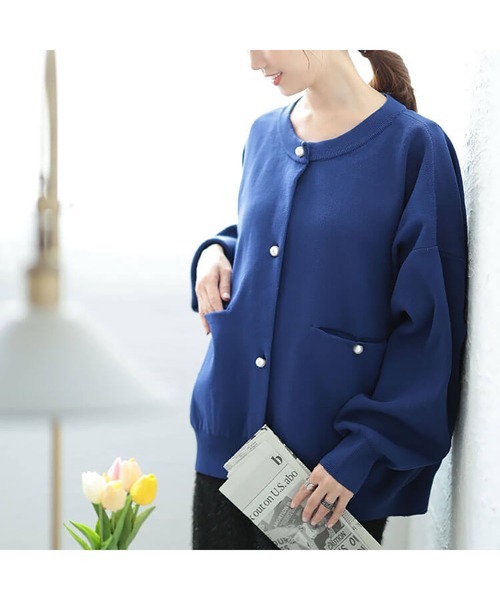 パールボタンニットカーディガン【大きいサイズ対応】（カーディガン/ボレロ）｜GOLDJAPAN（ゴールドジャパン）