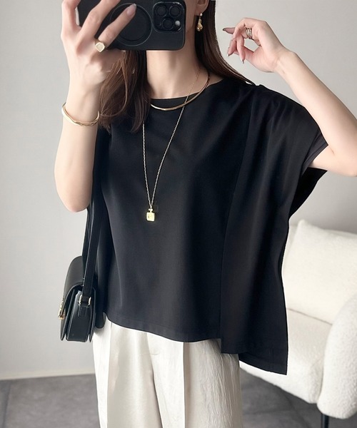 classicalelf（クラシカルエルフ）の「大人の女性を魅力的に引き立てる。袖口シアー切り替え 半袖 Tシャツ（Tシャツ/カットソー・レディース・ホワイト/ブラック・X-LARGE/MEDIUM/SMALL/LARGE）」の21枚目の写真