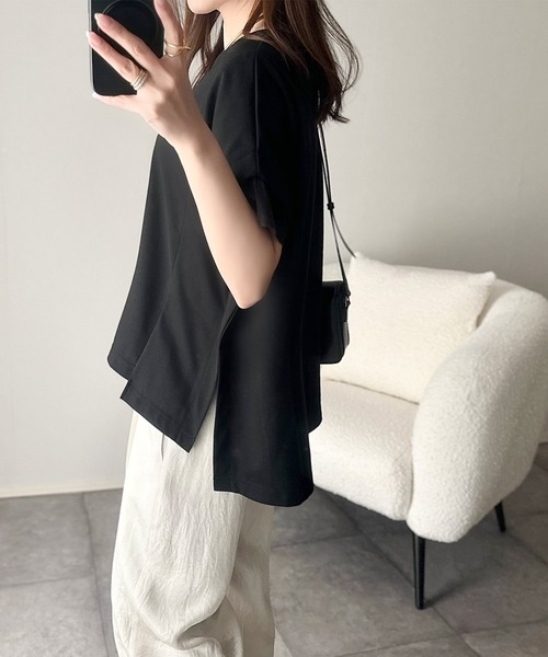 classicalelf（クラシカルエルフ）の「大人の女性を魅力的に引き立てる。袖口シアー切り替え 半袖 Tシャツ（Tシャツ/カットソー・レディース・ホワイト/ブラック・X-LARGE/MEDIUM/SMALL/LARGE）」の20枚目の写真