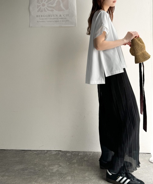 classicalelf（クラシカルエルフ）の「大人の女性を魅力的に引き立てる。袖口シアー切り替え 半袖 Tシャツ（Tシャツ/カットソー・レディース・ホワイト/ブラック・X-LARGE/MEDIUM/SMALL/LARGE）」の15枚目の写真