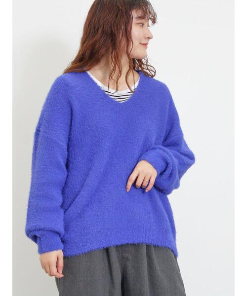 Samansa Mos2(サマンサ モスモス)の「◎シャギーキーネックニット(ニット/セーター・レディース・レッド/チャコールグレー/キナリ/イエロー/ブルー・F)」の3枚目の写真