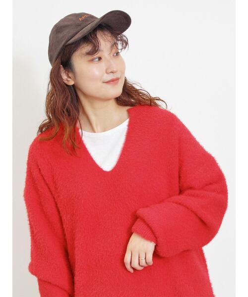 Samansa Mos2(サマンサ モスモス)の「◎シャギーキーネックニット(ニット/セーター・レディース・レッド/チャコールグレー/キナリ/イエロー/ブルー・F)」の19枚目の写真