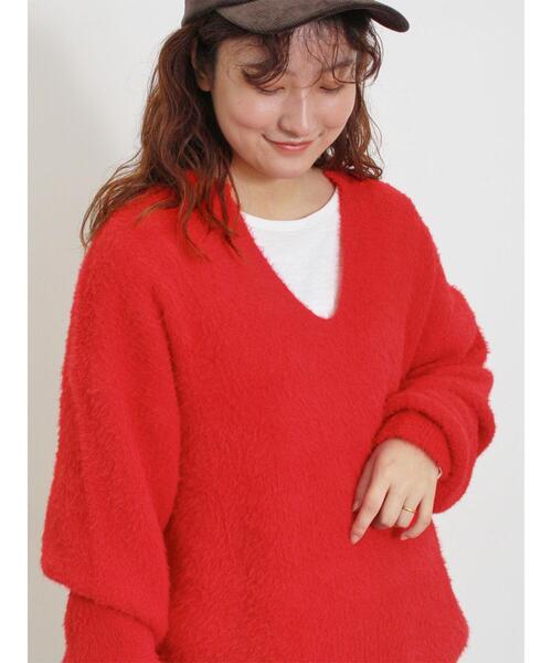 Samansa Mos2(サマンサ モスモス)の「◎シャギーキーネックニット(ニット/セーター・レディース・レッド/チャコールグレー/キナリ/イエロー/ブルー・F)」の18枚目の写真