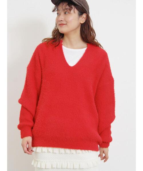 Samansa Mos2(サマンサ モスモス)の「◎シャギーキーネックニット(ニット/セーター・レディース・レッド/チャコールグレー/キナリ/イエロー/ブルー・F)」の17枚目の写真