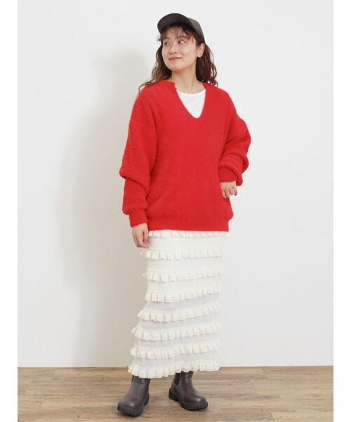 Samansa Mos2(サマンサ モスモス)の「◎シャギーキーネックニット(ニット/セーター・レディース・レッド/チャコールグレー/キナリ/イエロー/ブルー・F)」の16枚目の写真