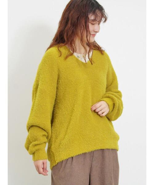 Samansa Mos2(サマンサ モスモス)の「◎シャギーキーネックニット(ニット/セーター・レディース・レッド/チャコールグレー/キナリ/イエロー/ブルー・F)」の13枚目の写真