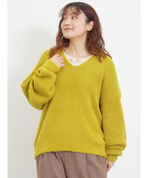 Samansa Mos2(サマンサ モスモス)の「◎シャギーキーネックニット(ニット/セーター・レディース・レッド/チャコールグレー/キナリ/イエロー/ブルー・F)」の12枚目の写真