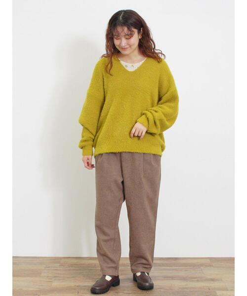 Samansa Mos2(サマンサ モスモス)の「◎シャギーキーネックニット(ニット/セーター・レディース・レッド/チャコールグレー/キナリ/イエロー/ブルー・F)」の11枚目の写真