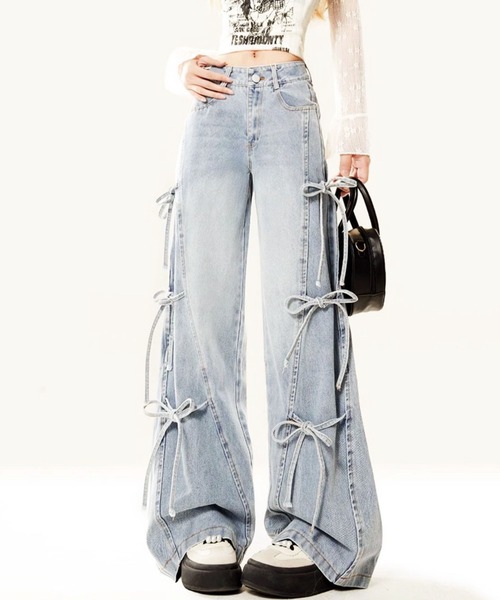 セール】リボン付きデニムパンツ（デニムパンツ）｜DIAVEL