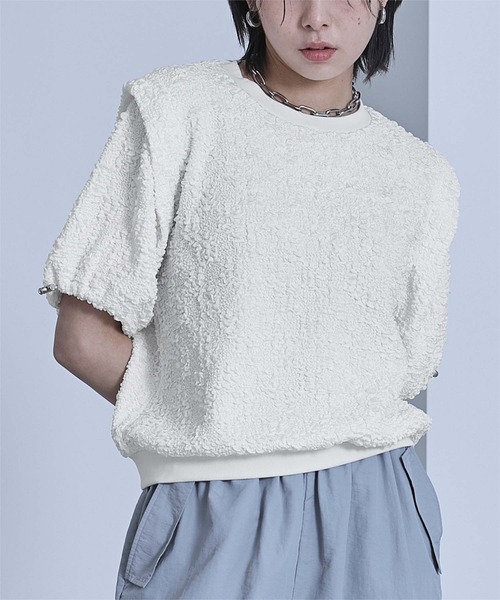 miette(ミエット)の「ポコポコショルダータックトップス(Tシャツ/カットソー・レディース・オフホワイト/ライトグリーン・FREE)」の2枚目の写真