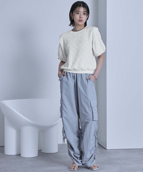 miette(ミエット)の「ポコポコショルダータックトップス(Tシャツ/カットソー・レディース・オフホワイト/ライトグリーン・FREE)」の4枚目の写真