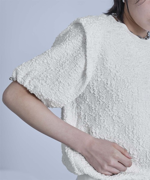 miette(ミエット)の「ポコポコショルダータックトップス(Tシャツ/カットソー・レディース・オフホワイト/ライトグリーン・FREE)」の6枚目の写真