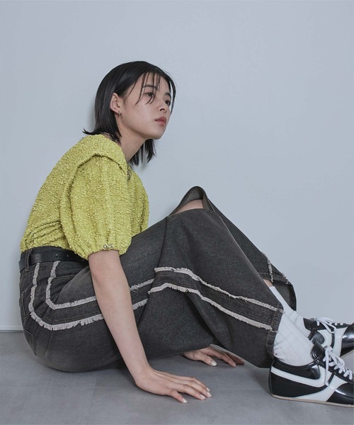 miette(ミエット)の「ポコポコショルダータックトップス(Tシャツ/カットソー・レディース・オフホワイト/ライトグリーン・FREE)」の10枚目の写真